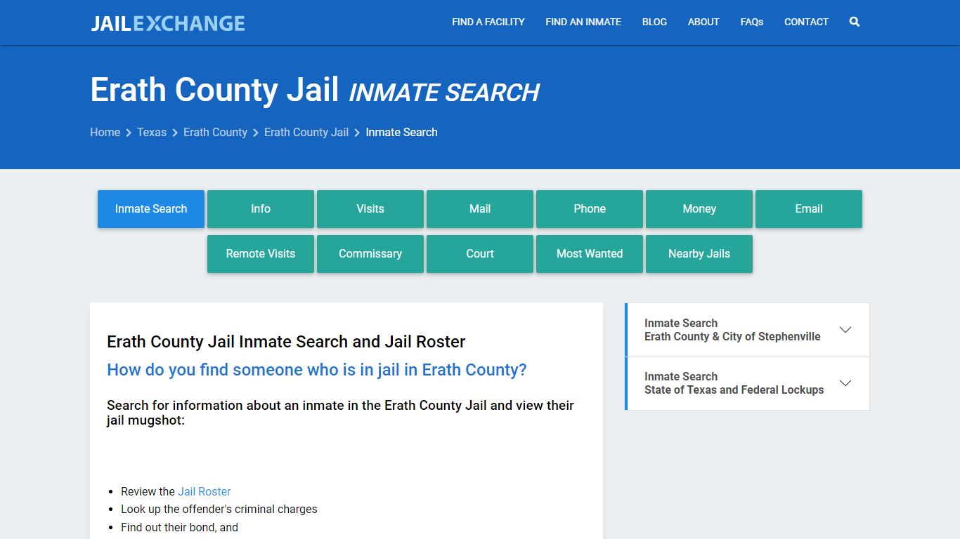 Inmate Search: Roster & Mugshots - Erath County Jail, TX
