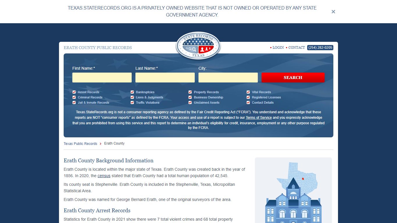 Erath County Arrest, Court, and Public Records | StateRecords.org