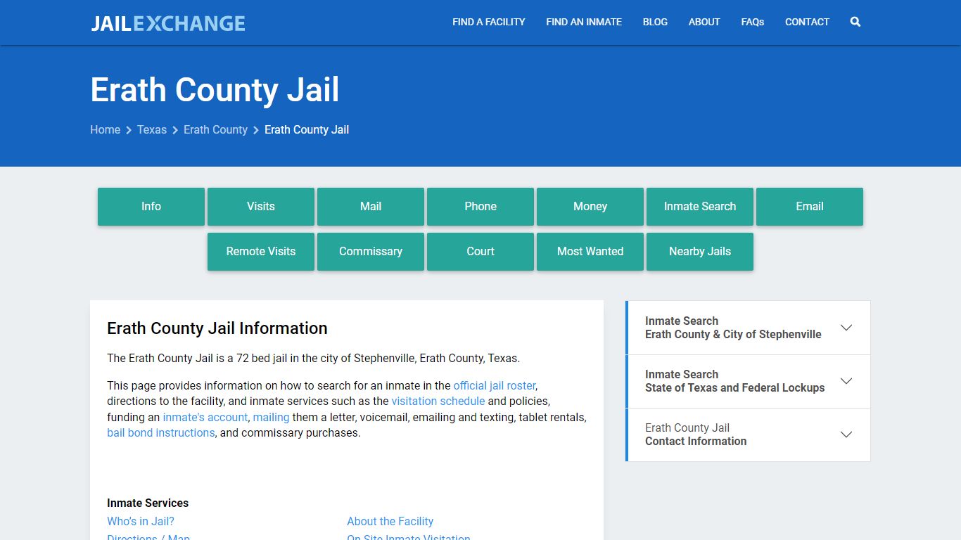 Erath County Jail, TX Inmate Search, Information